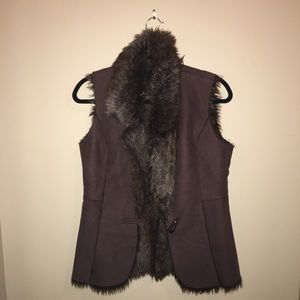 Winter brown faux fur vest